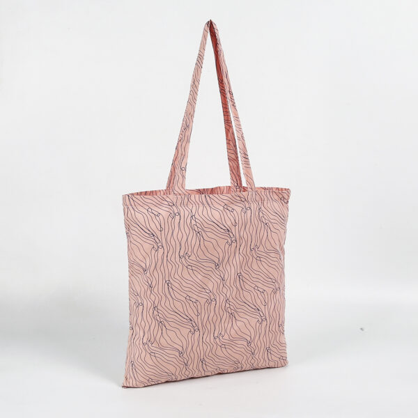 Custom stripe pink eco-friendly recycled reusable cotton canvas shopping bag with logo