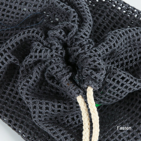 Wholesale eco friendly reusable mesh drawstring cotton black laundry bag - Image 3