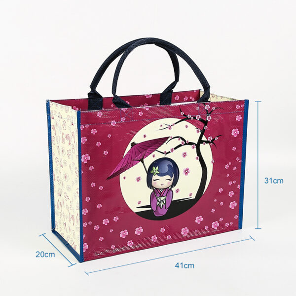 Eco friendly kawaii recyclled pp woven spot advertising shopping tote bag for men - Image 2