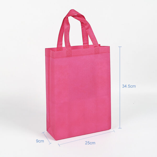 Eco friendly hot pink reusable customized non woven tote shopping bag for groceries - Image 2