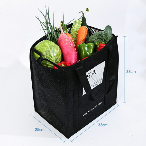 Custom logo cleaning vegetable fruit thermal insulated cooler bags with zipper - Image 2