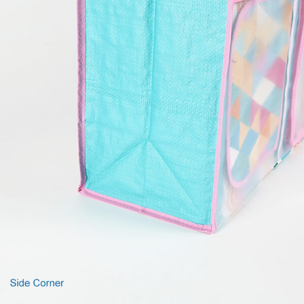Custom PP woven PET mesh organza tote shopping bag with front pocket - Image 5