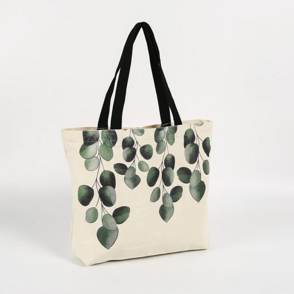 Reusable digital printing women cotton canvas tote  shopping bag