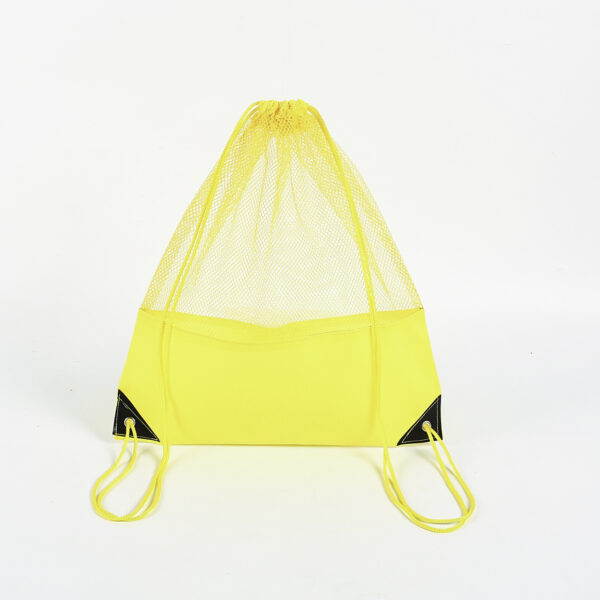 Custom reusable yellow mesh drawstring bag - Image 2