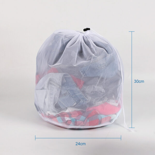 Big collapsible wash and fold shoe PET mesh laundry washing bag for clothes with drawstring - Image 2