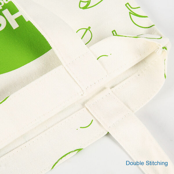 Small elegant green eco friendly cotton canvas fabric shopping tote bags - Image 4