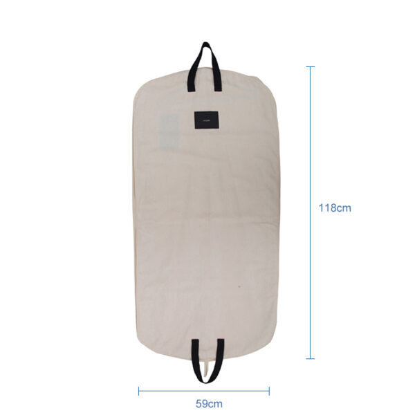 Custom logo beige dustproof portable travel natural cotton wedding dress suit garment bag cover with zipper - Image 3