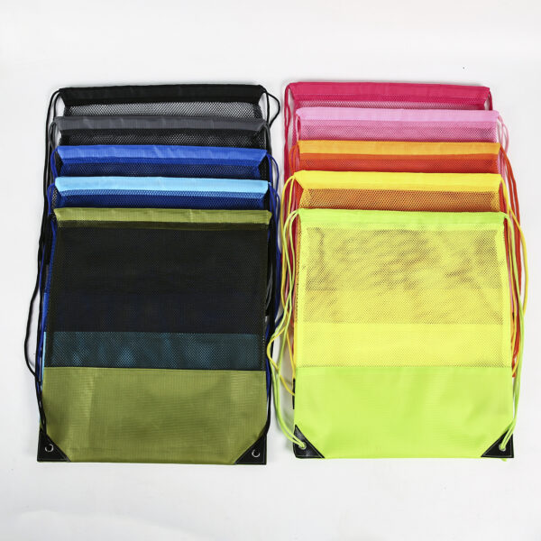 Eco-friendly custom reusable black net mesh drawstring bags - Image 6