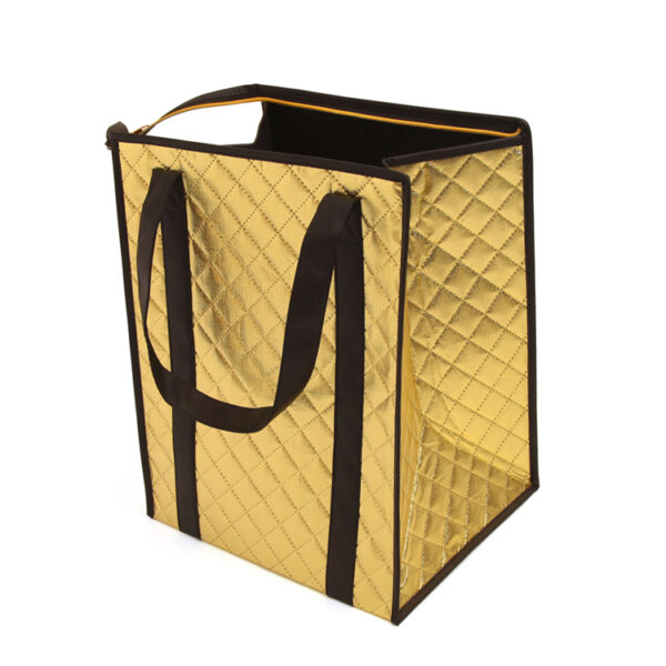 Golden portable eco friendly hot food delivery lunch insulated cooler tote bag