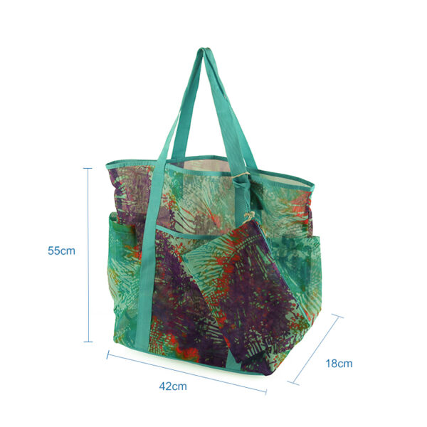 Custom printed multifunctional shopping net tote bag with side pocket - Image 2