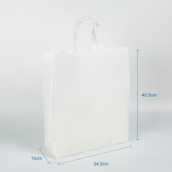 Reusable wholesale logo plain white non woven tote shopping bag - Image 2