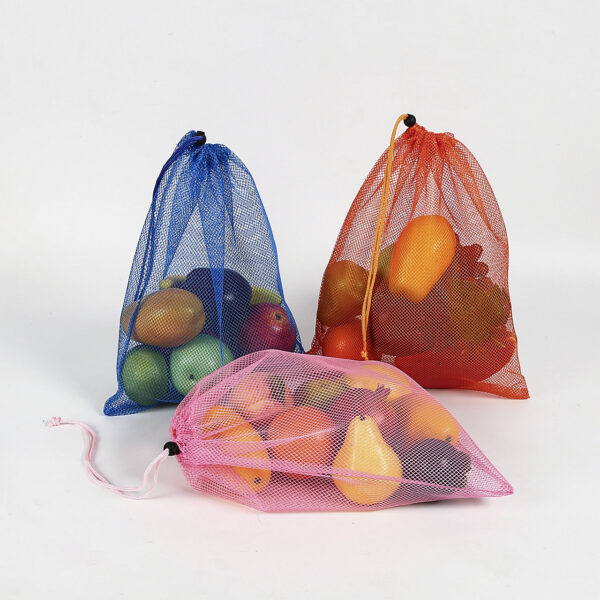 Factory color PET fruit vegetable mesh drawstring bag