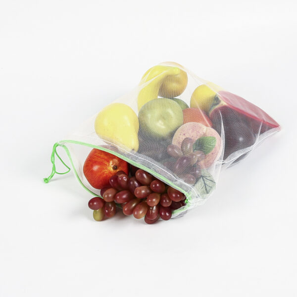 RPET small reusable mesh reusable produce bags with drawstring packaging vegetable - Image 4