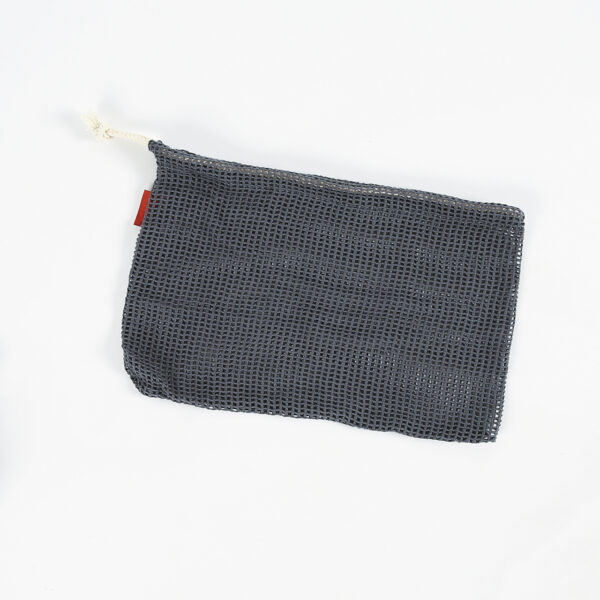 Custom durable reusable black cotton drawstring mesh bag