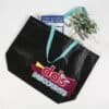 Recycled PP non woven custom black shopping bag with logo