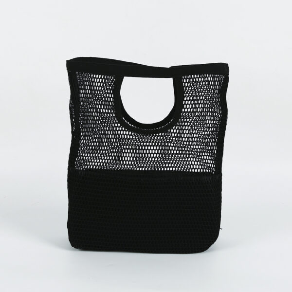 Reusable eco friendly washable canvas black mesh tote bag