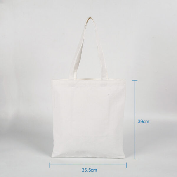 High quality white blank plain grocery hand made reusable organic cotton canvas shopping tote bag - Image 2