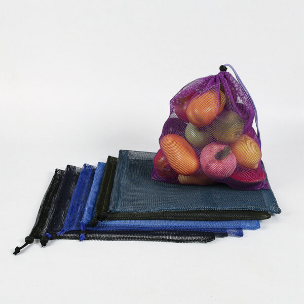 Factory color PET fruit vegetable mesh drawstring bag - Image 2