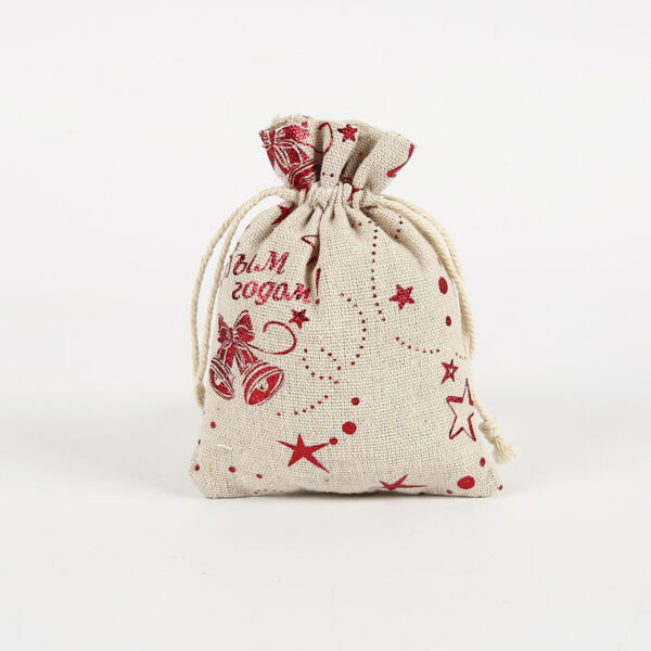 Custom printed jute christmas burlap bags with drawstrings