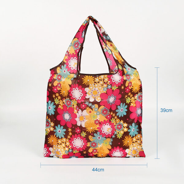 Eco friendly 190T PET custom  foldable floral printable tote bag - Image 3