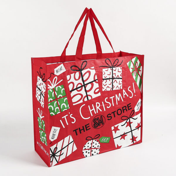 Wholesale reusable shopping PP woven reusable christmas bags