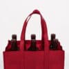 PET non woven reusable custom logo 6 bottle wine shopping tote bag for wine bottles