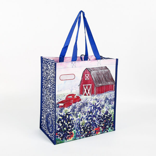 Eco friendly printing recyclable fabric PP woven shopping bag