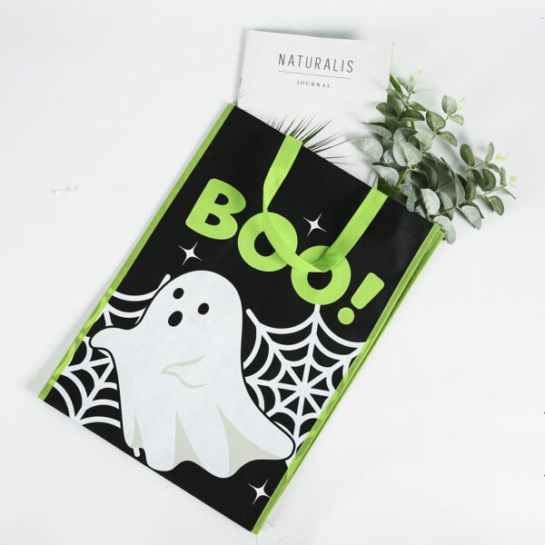 Eco friendly black medium cute reusable halloween non woven tote bags - Image 2