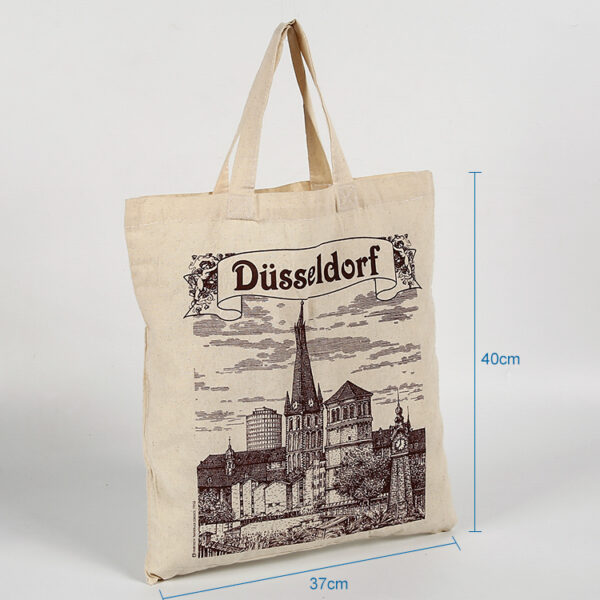 Full color custom logo screen printed vintage plain eco friendly shopping cotton canvas beach tote bag - Image 2