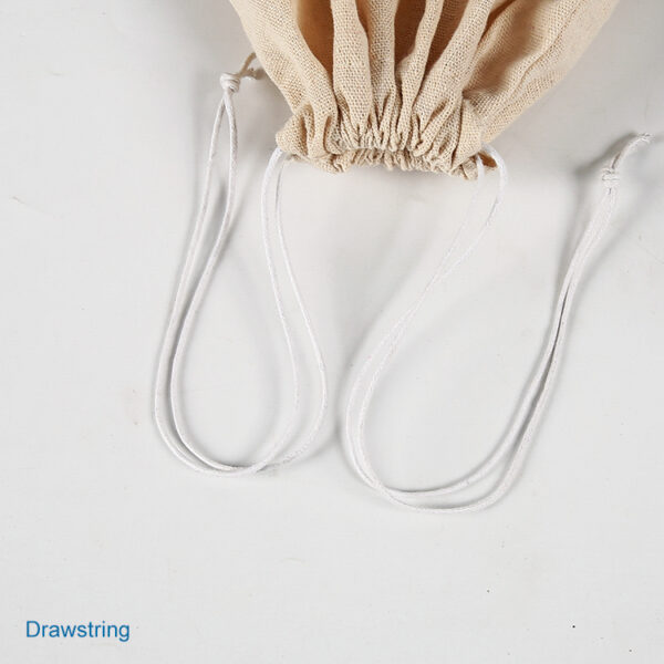 Custom large cotton packaging dust drawstring string bag for clothes apparel - Image 3