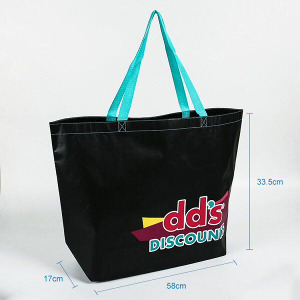 Recycled PP non woven custom black shopping bag with logo - Image 3