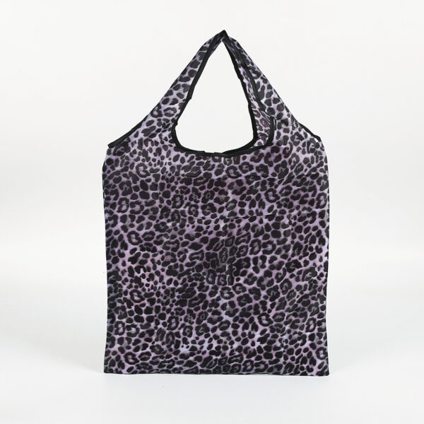 Reusable 190T PET leopard print small foldable tote shopping bag