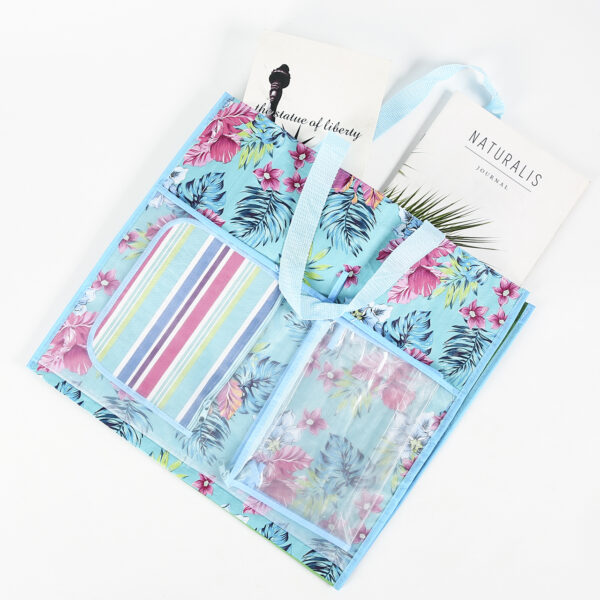 Custom PP woven PET mesh organza tote shopping bag with front pocket - Image 2
