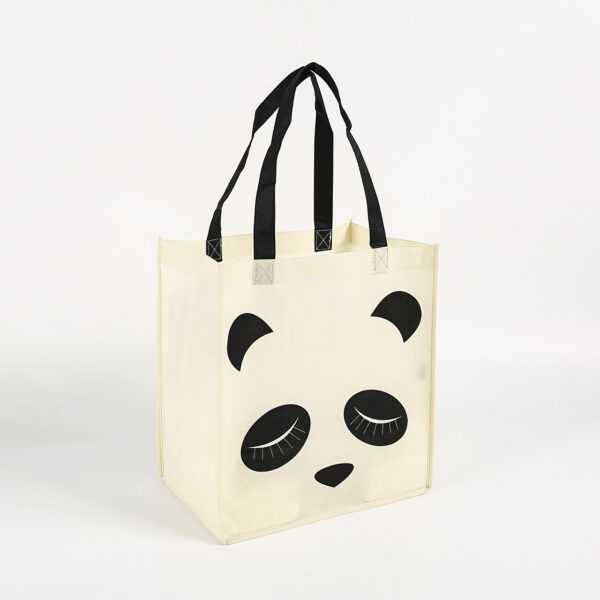 Small lifestyle printed panda nonwoven reusable grocery shopping portable tote bag for children