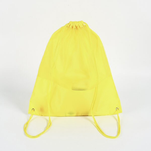 Factory directly selling yellow polyester mesh drawstring backpack bag