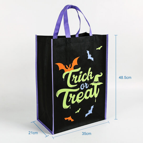 Halloween custom black double side reusable tote shopping gift bag - Image 3