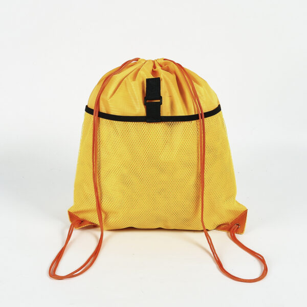 Large recycled polyester mesh backpack drawstring string bag