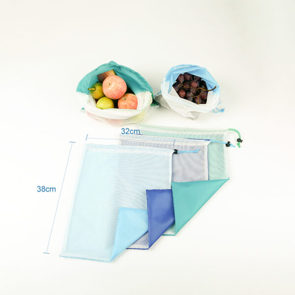 Custom eco friendly polyester mesh fruit vegetable packing drawstring storage bag - Image 2