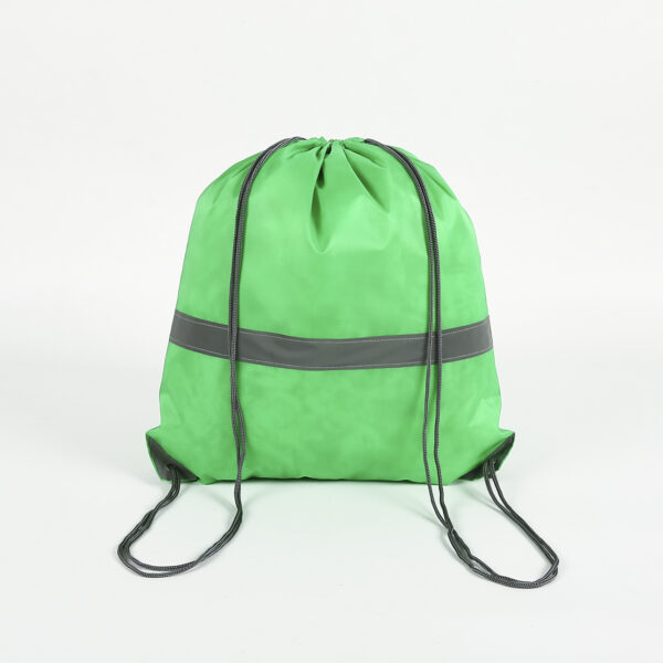 Wholesale customized green eco friendly college reflective drawstring bag