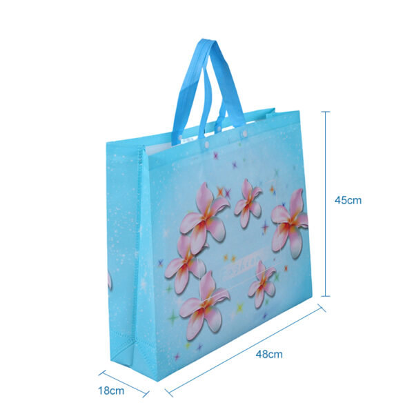 Custom recycle ultrasonic grocery tote fabric PP nonwoven button shopping bag - Image 2