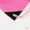 Wholesale eco friendly pink sport drawstring bag with mesh pocket