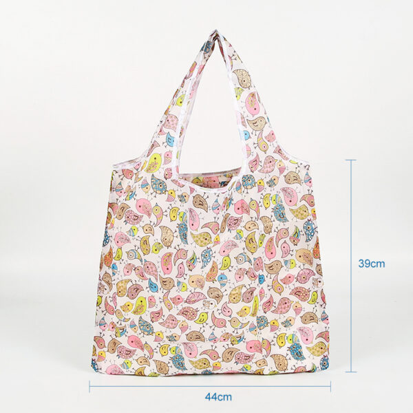 Foldable eco friendly 190T PET custom big shopping tote bag with pocket logo - Image 3