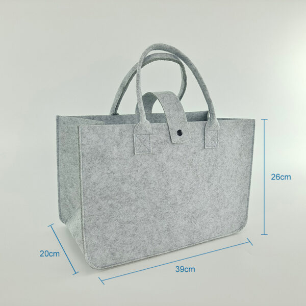 Wholesale customized large grey color women's fashion carry felt shopping tote bag with handles - Image 2