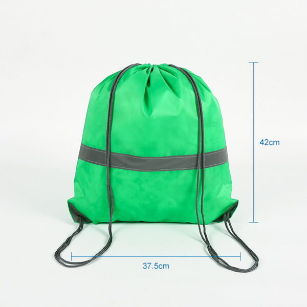 Wholesale customized green eco friendly college reflective drawstring bag - Image 2