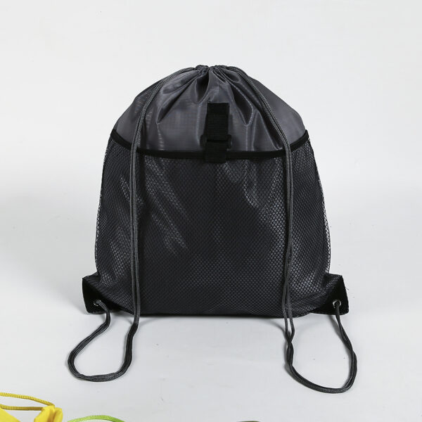 Custom eco friendly recyclable PET drawstring bag with mesh pocket