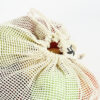 Reusable vegetable grocery organic cotton net mesh drawstring produce bag