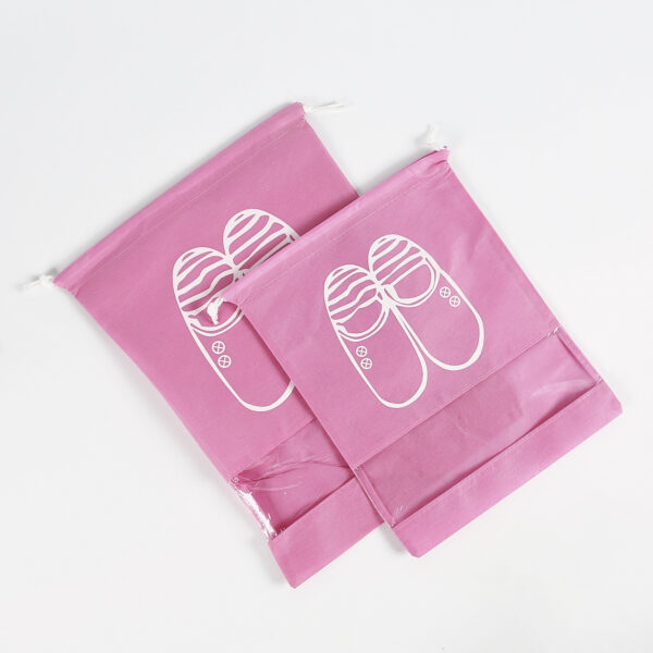 Wholesale custom pp non woven pink woman shoe drawstring dust bag