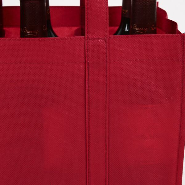 PET non woven reusable custom logo 6 bottle wine shopping tote bag for wine bottles - Image 3