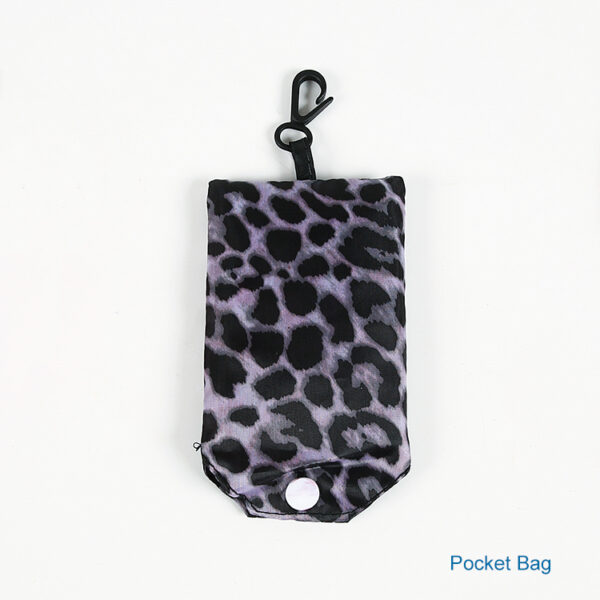 Reusable 190T PET leopard print small foldable tote shopping bag - Image 3