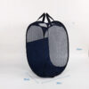 Wholesale large black foldable pop up laundry hamper basket mesh storage bag with handle